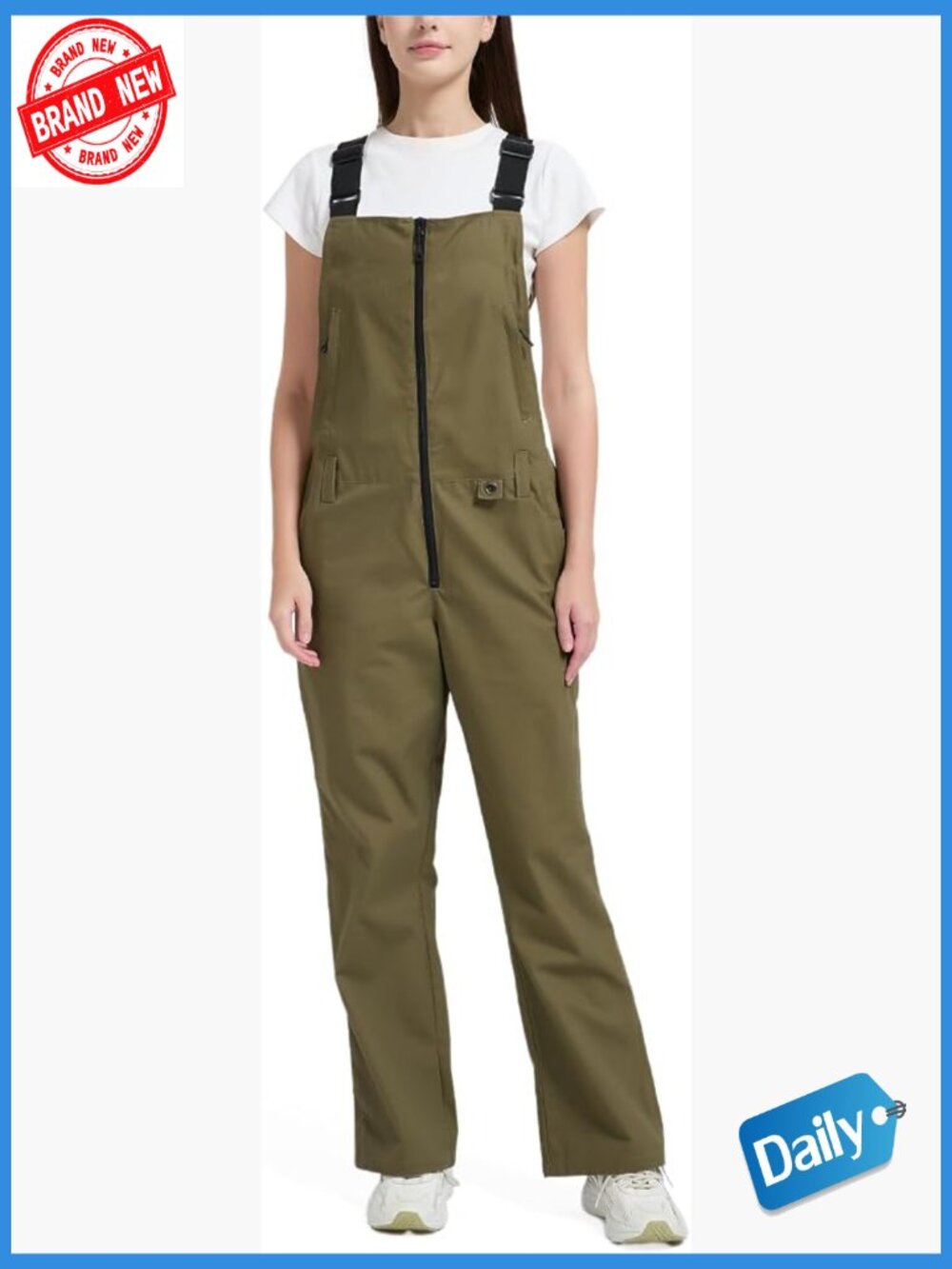 Womens Lightweight Utility Bib Overalls Flex Stretch Adjustable Suspenders